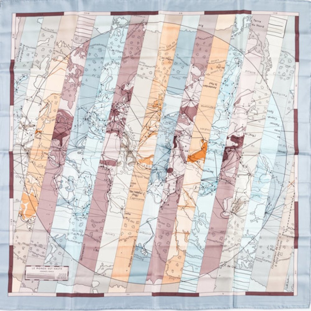 Hermes silk scarf "Le Monde est Vaste"